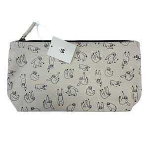 NWT Urban Outfitters Canvas Sloth Print Zippered Pouch